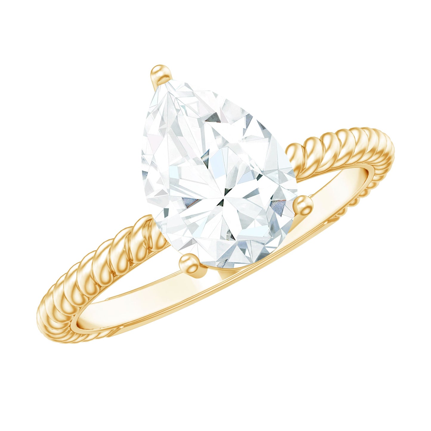 Brilliant Cut Solitaire Moissanite Pear Shaped Engagement Ring