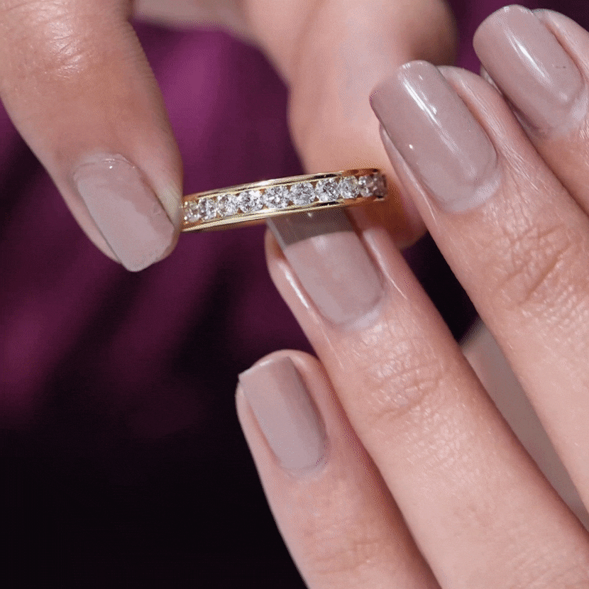 Channel Set Moissanite Half Eternity Band Ring