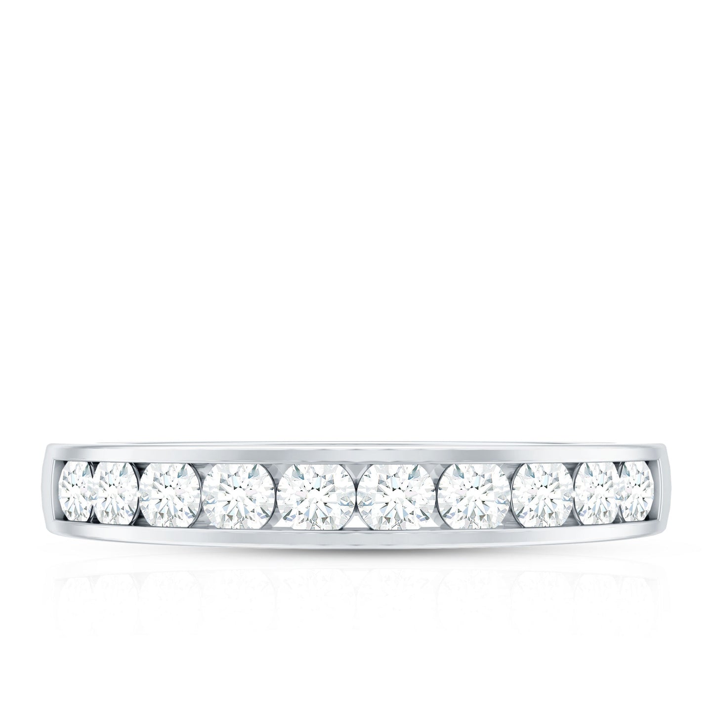 Channel Set Moissanite Half Eternity Band Ring