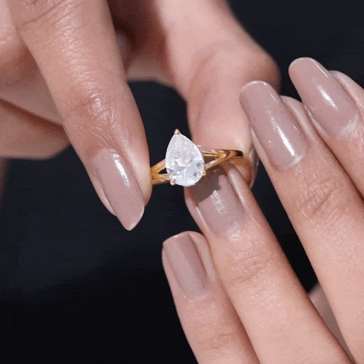 Pear Shaped Moissanite Split Shank Engagement Ring