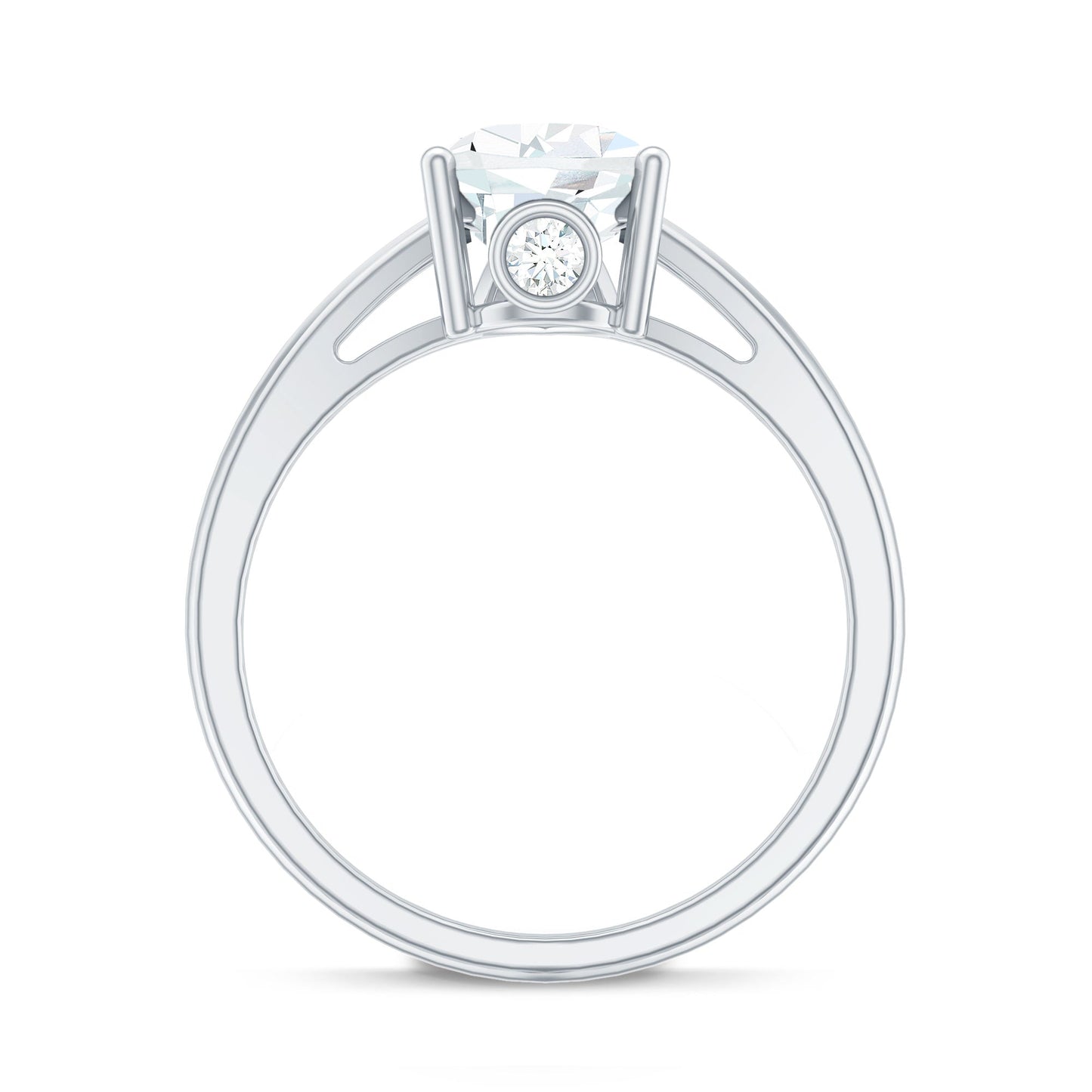 Pear Shaped Moissanite Split Shank Engagement Ring