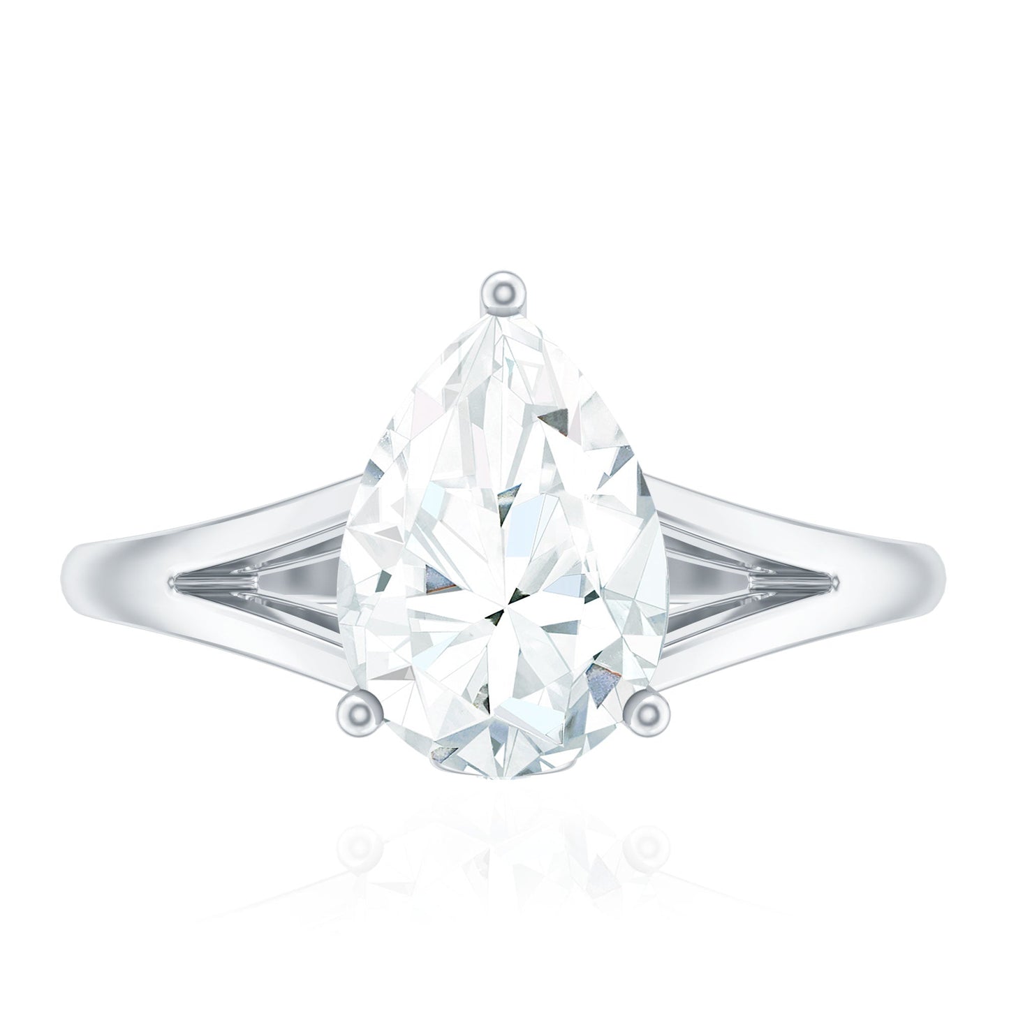 Pear Shaped Moissanite Split Shank Engagement Ring