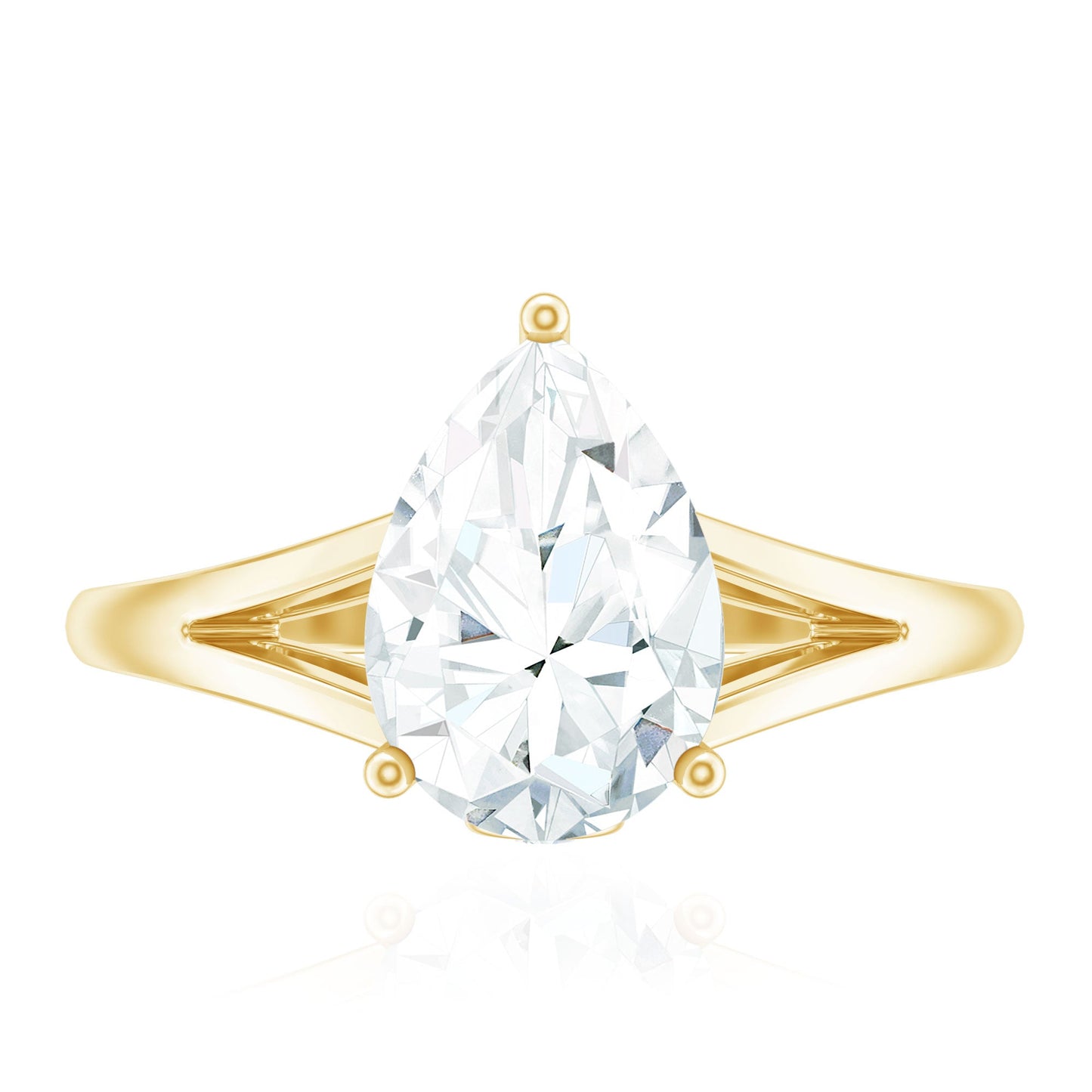 Pear Shaped Moissanite Split Shank Engagement Ring