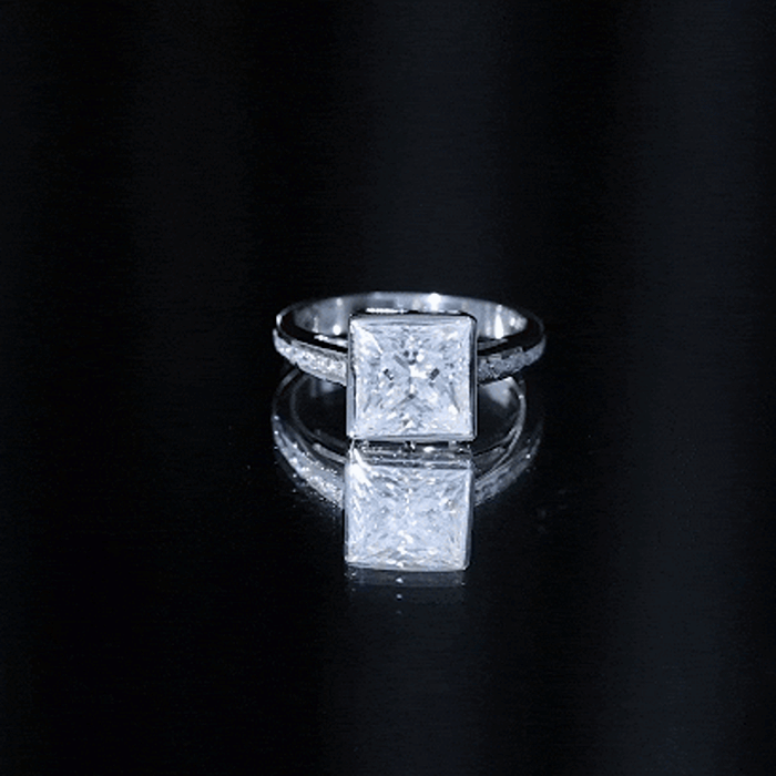 3 CT Moissanite Bezel Set Engagement Ring with Channel Set