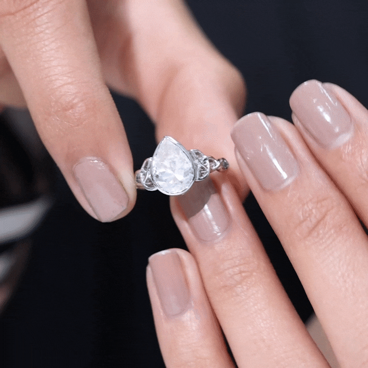 2.2 Carat Pear Shape Moissanite Celtic Knot Engagement Ring