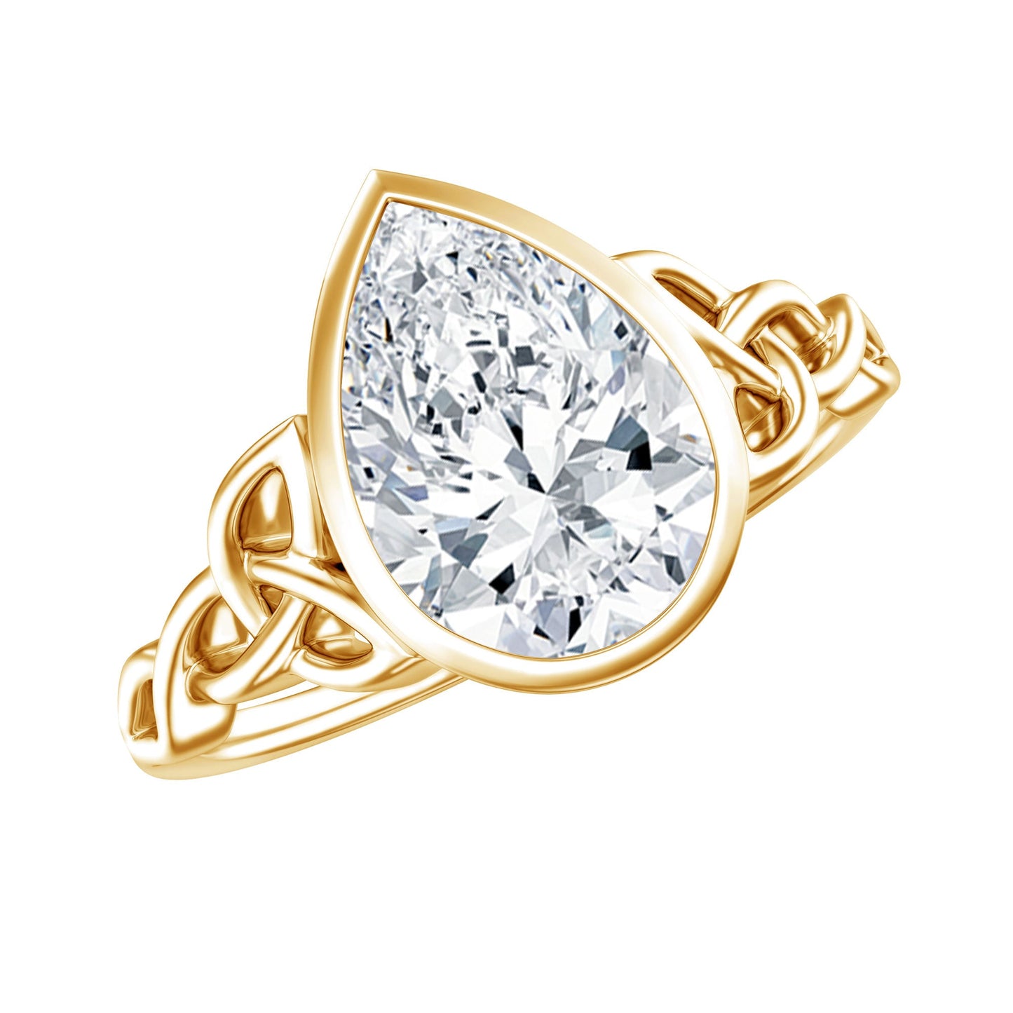 2.2 Carat Pear Shape Moissanite Celtic Knot Engagement Ring