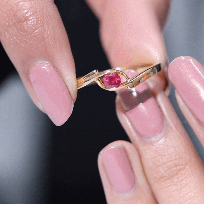 Natural Red Ruby Promise Ring with Bypass Shank