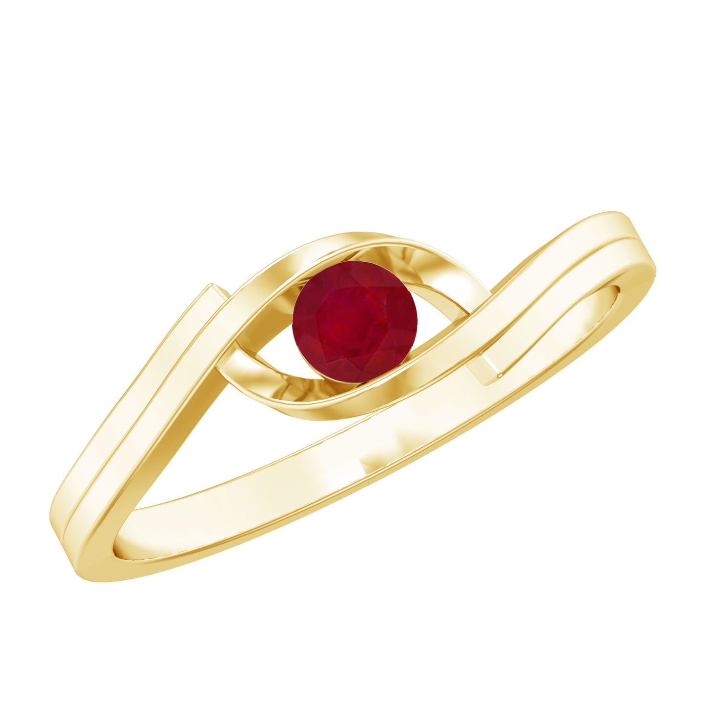 Natural Red Ruby Promise Ring with Bypass Shank