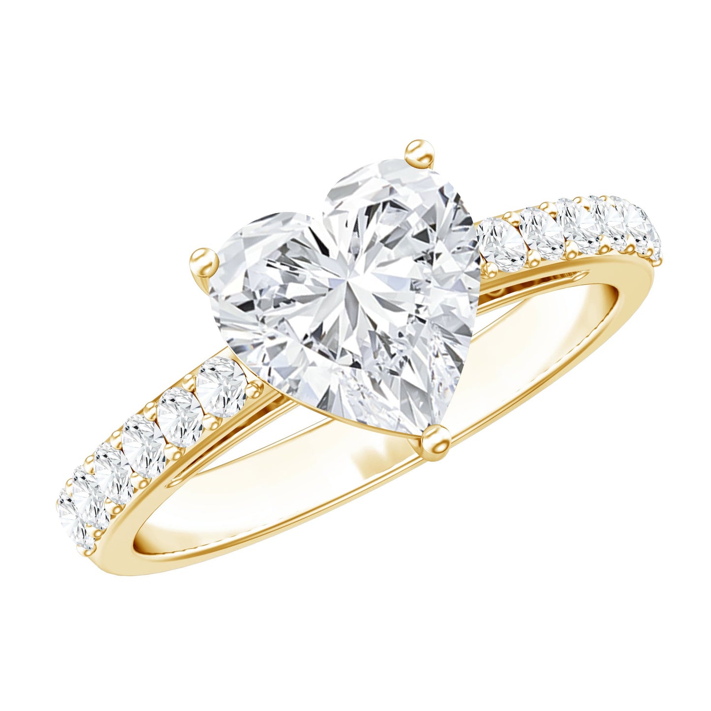 2 CT Moissanite Heart Engagement Ring With Side Stones