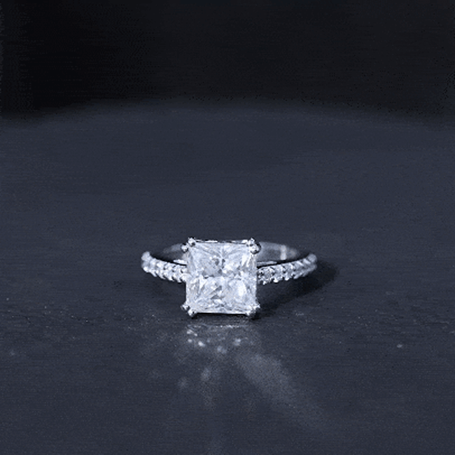 3 Carat Moissanite Princess Cut Engagement Ring With Double Prongs