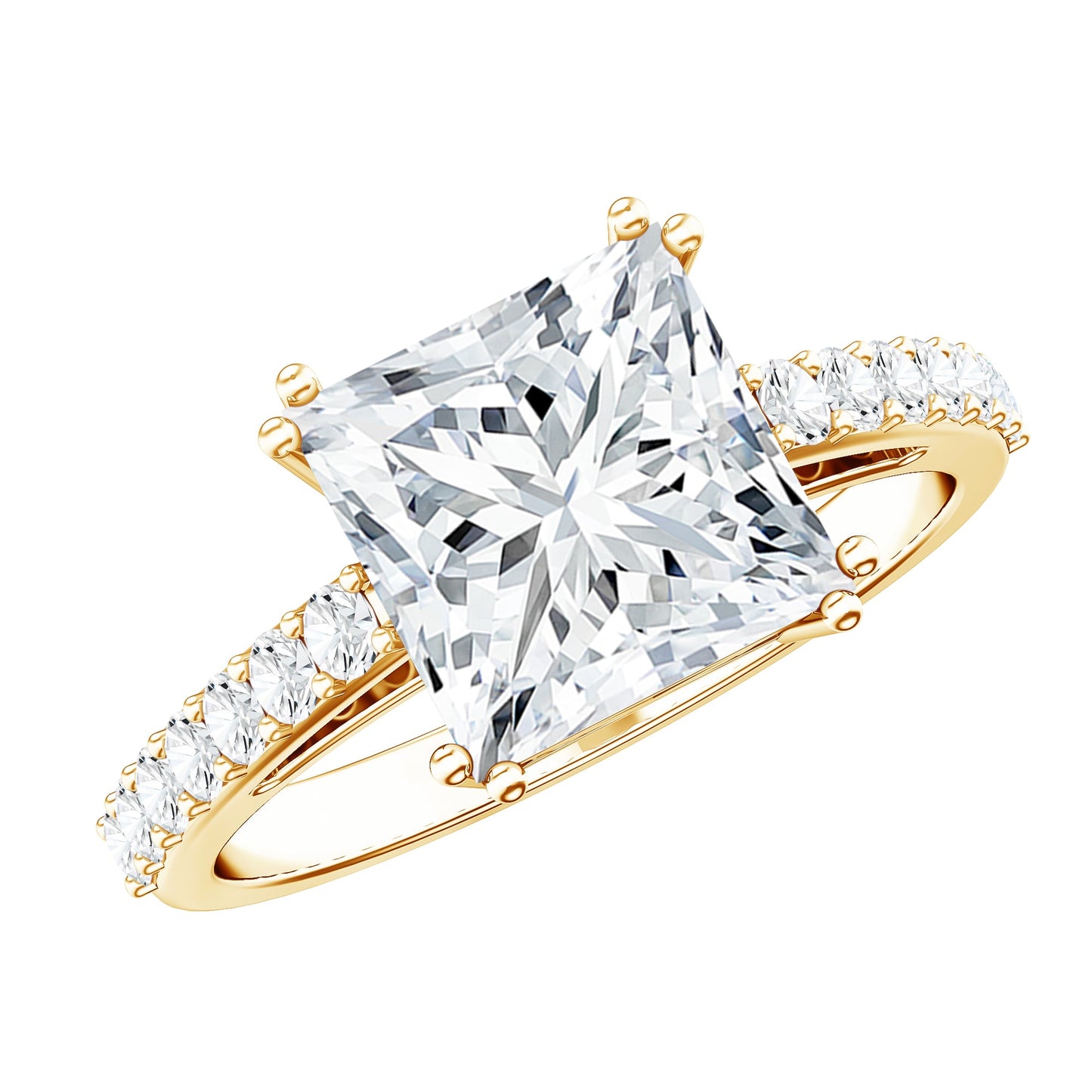 3 Carat Moissanite Princess Cut Engagement Ring With Double Prongs