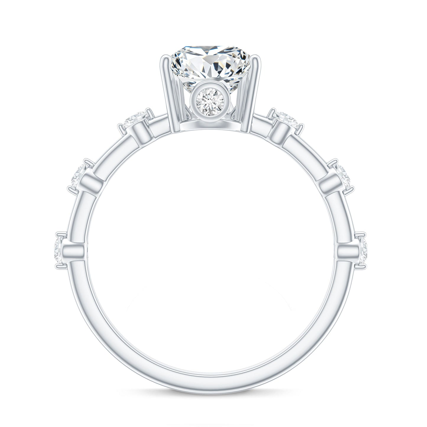 Pear Shaped Moissanite Engagement Ring with Spaced Accent