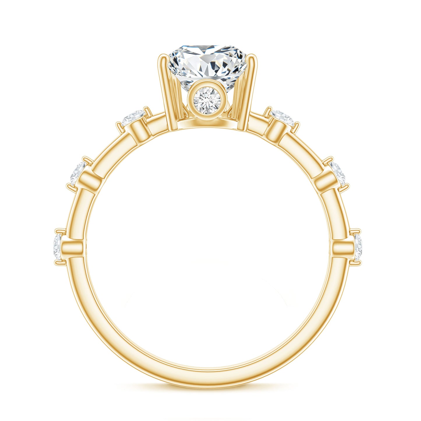 Pear Shaped Moissanite Engagement Ring with Spaced Accent