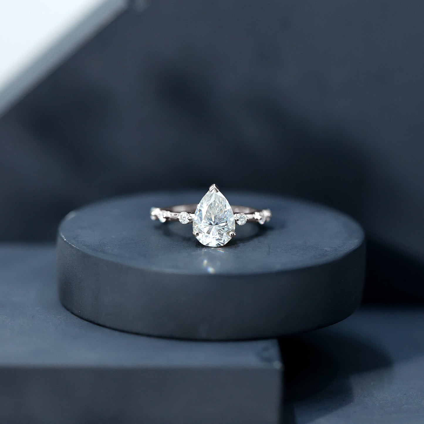 Pear Shaped Moissanite Big Engagement Ring For Women