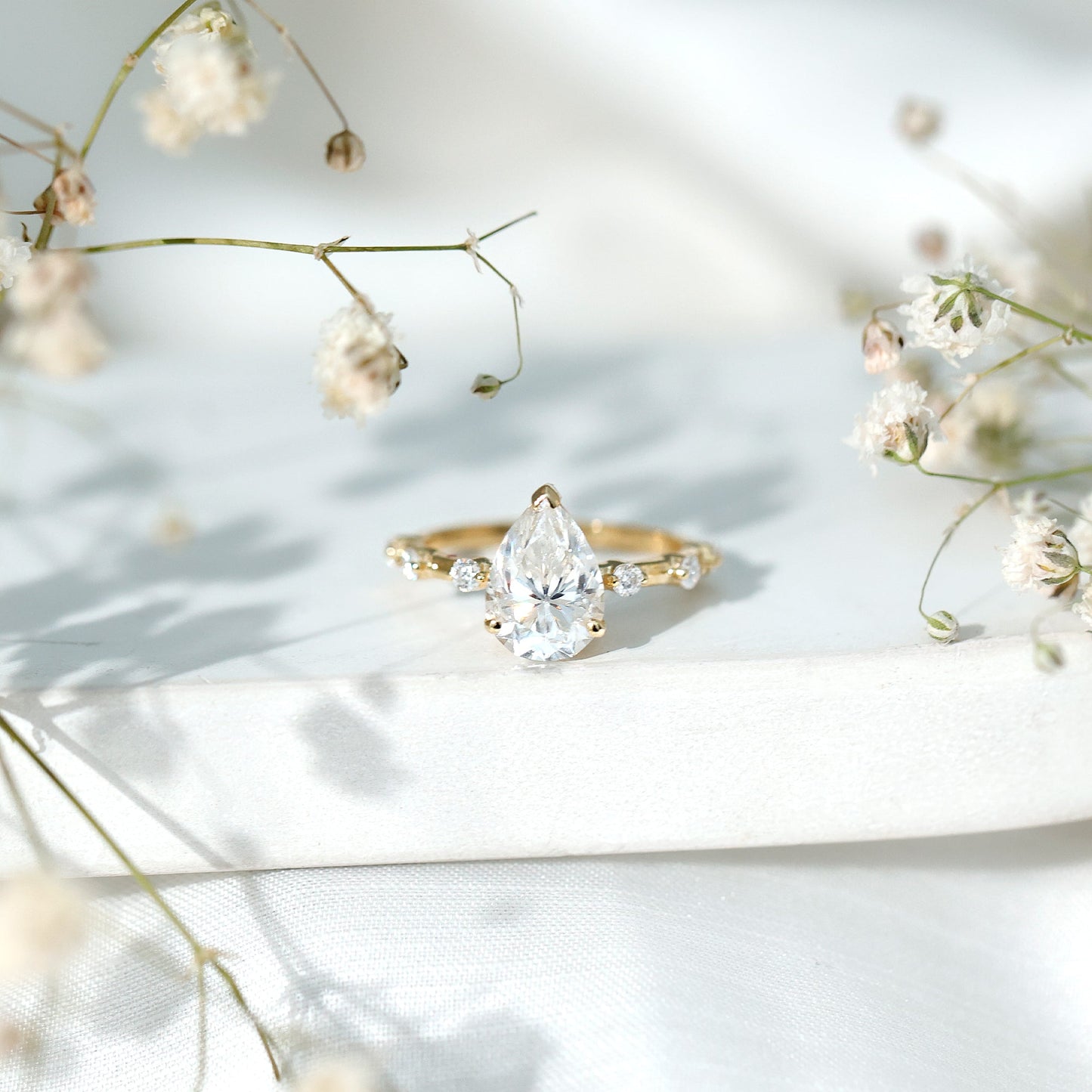 Pear Shaped Moissanite Big Engagement Ring For Women