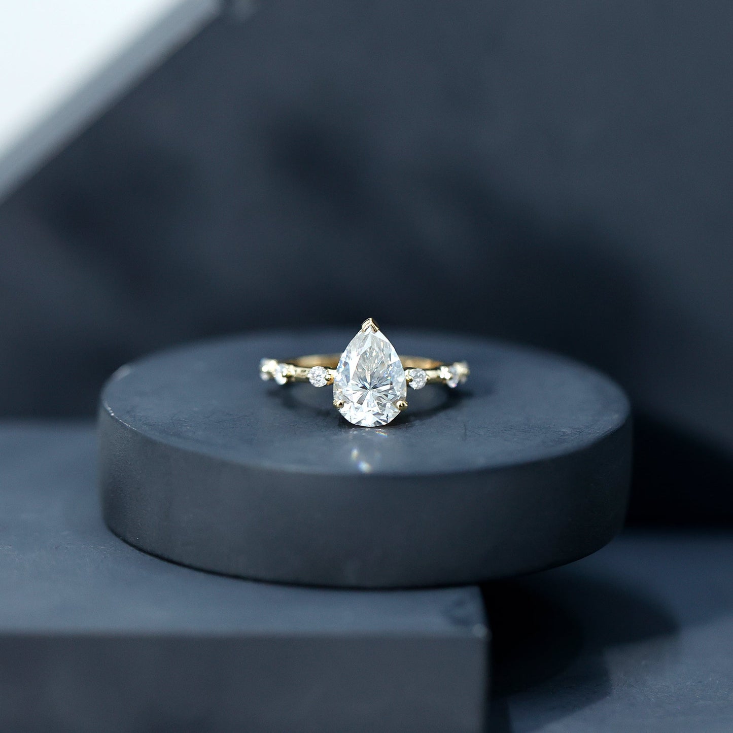 Pear Shaped Moissanite Big Engagement Ring For Women