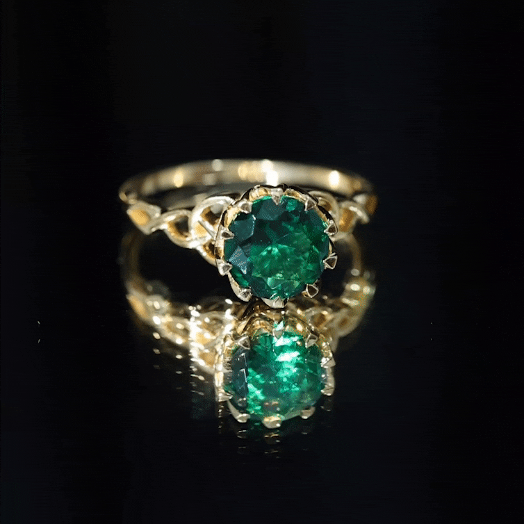 Lotus Basket Set Lab Grown Emerald Knot Engagement Ring