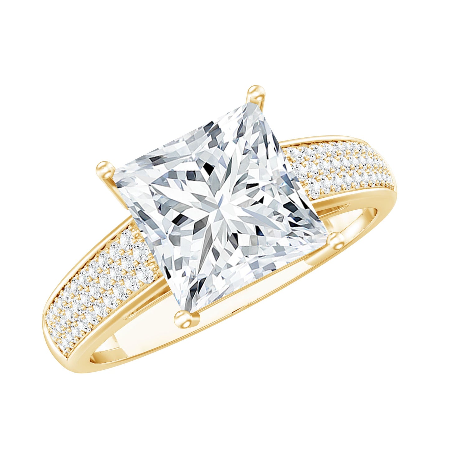 Princess Cut Moissanite Engagement Ring With Certificate