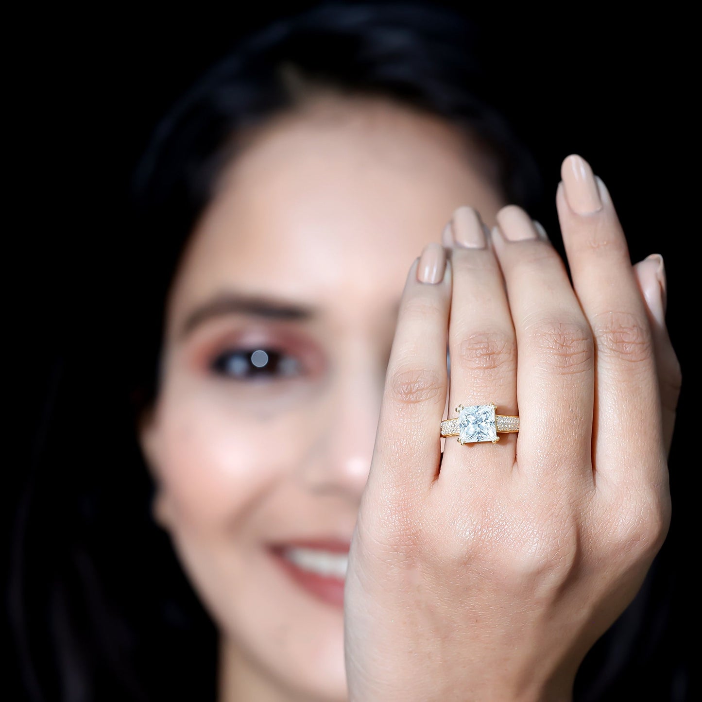 Princess Cut Moissanite Engagement Ring With Certificate