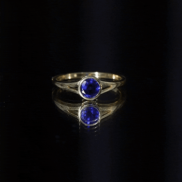 Certified 0.6 Carat Lab Grown Blue Sapphire Promise Ring with Split Shank