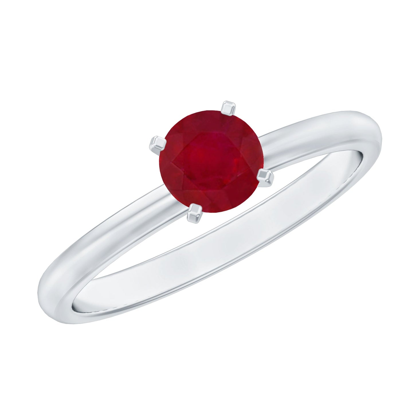 0.6 Carat July Birthstone Ruby Solitaire Ring in Peg Head Setting