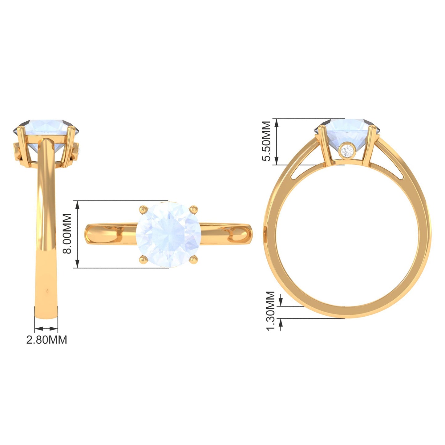 1 Ctw Round Moonstone Solitaire Engagement Ring