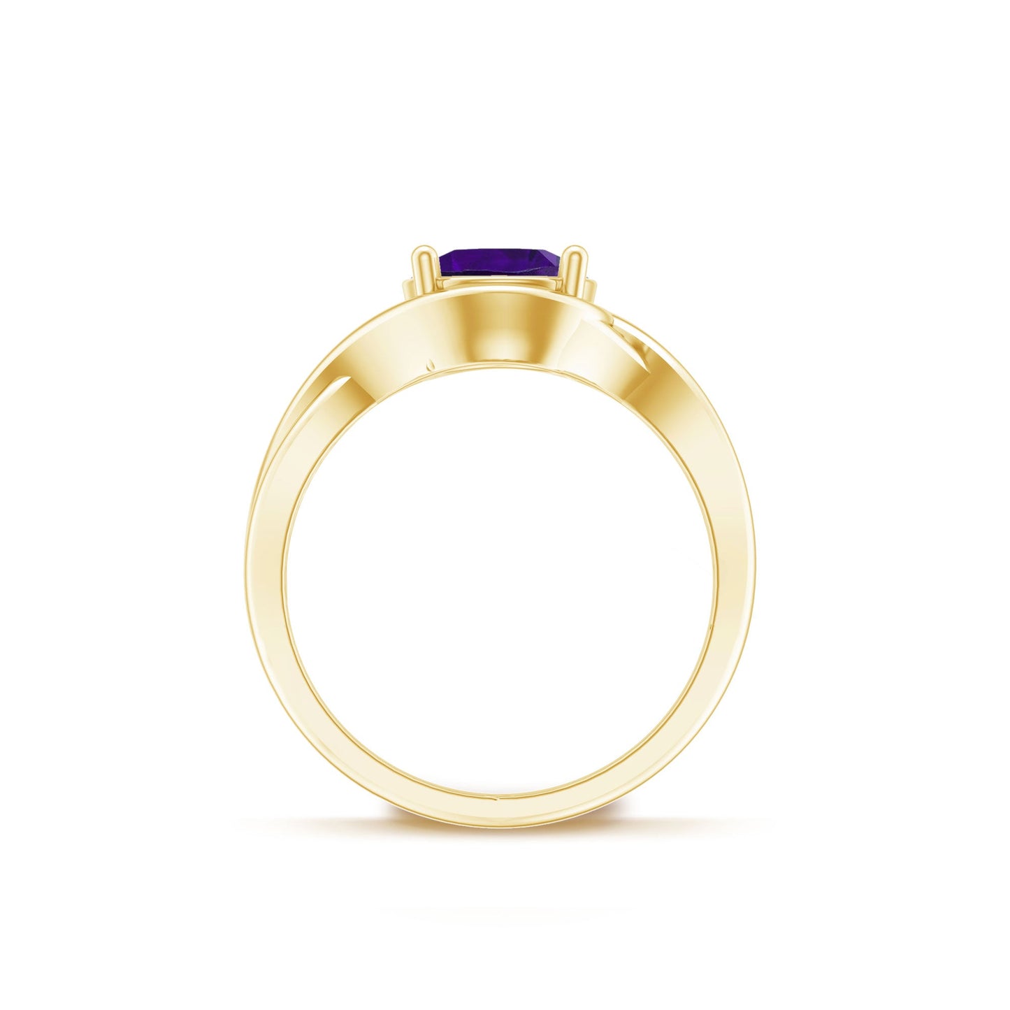 Real February Birthstone Amethyst Promise Ring with Crossover Shank
