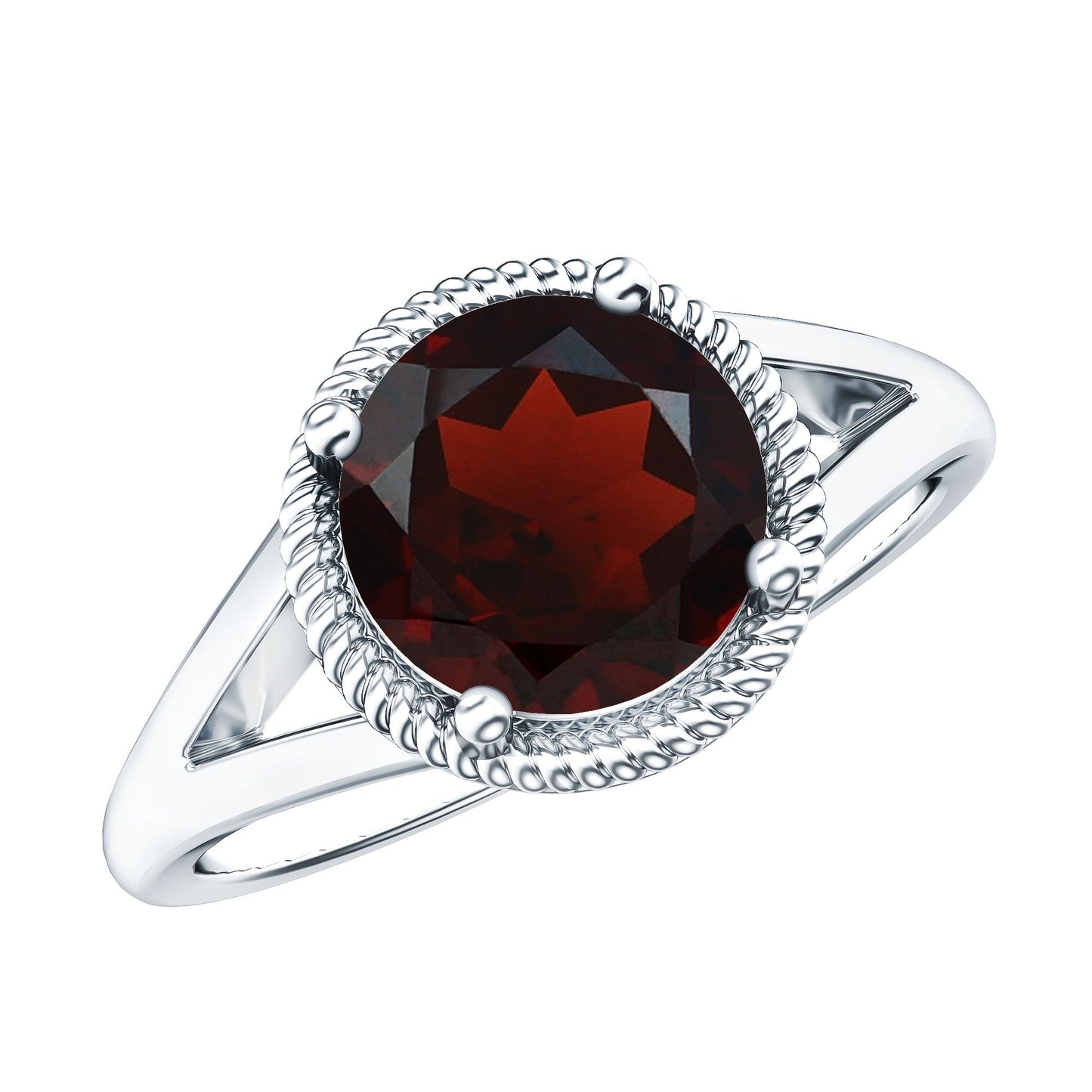 2.3 Carat Solitaire Garnet Engagement Ring with Split Shank