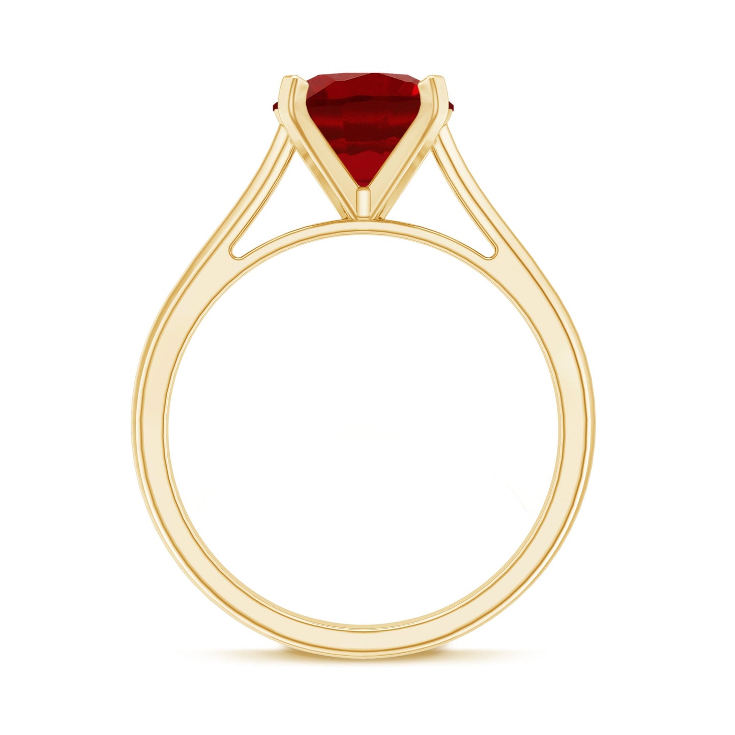 Solitaire 2.3 Carat Round Lab Grown Ruby Cathedral Engagement Ring
