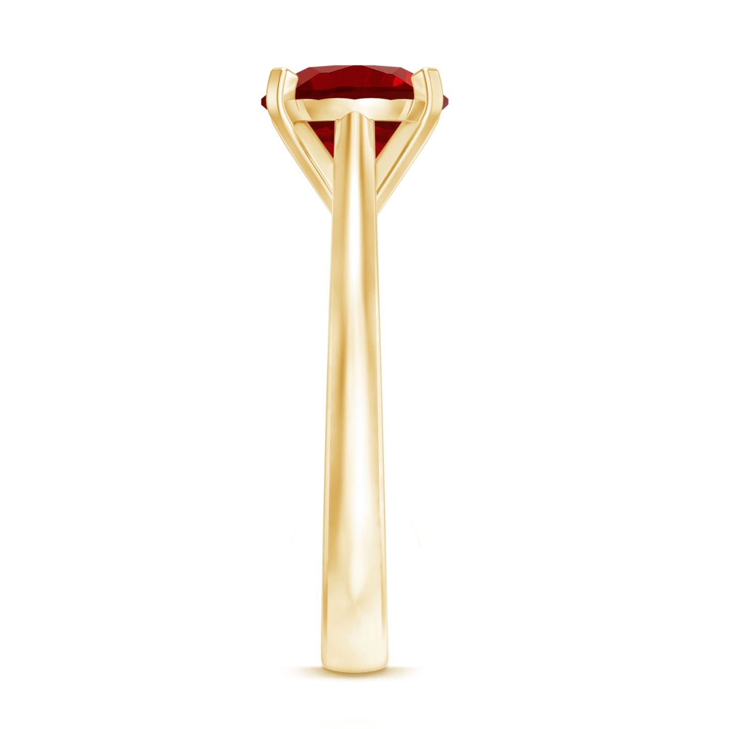 Solitaire 2.3 Carat Round Lab Grown Ruby Cathedral Engagement Ring