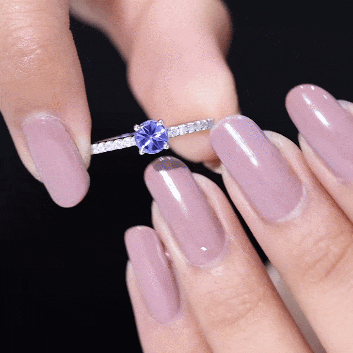 Natural Tanzanite Diamond Promise Ring for Engagement