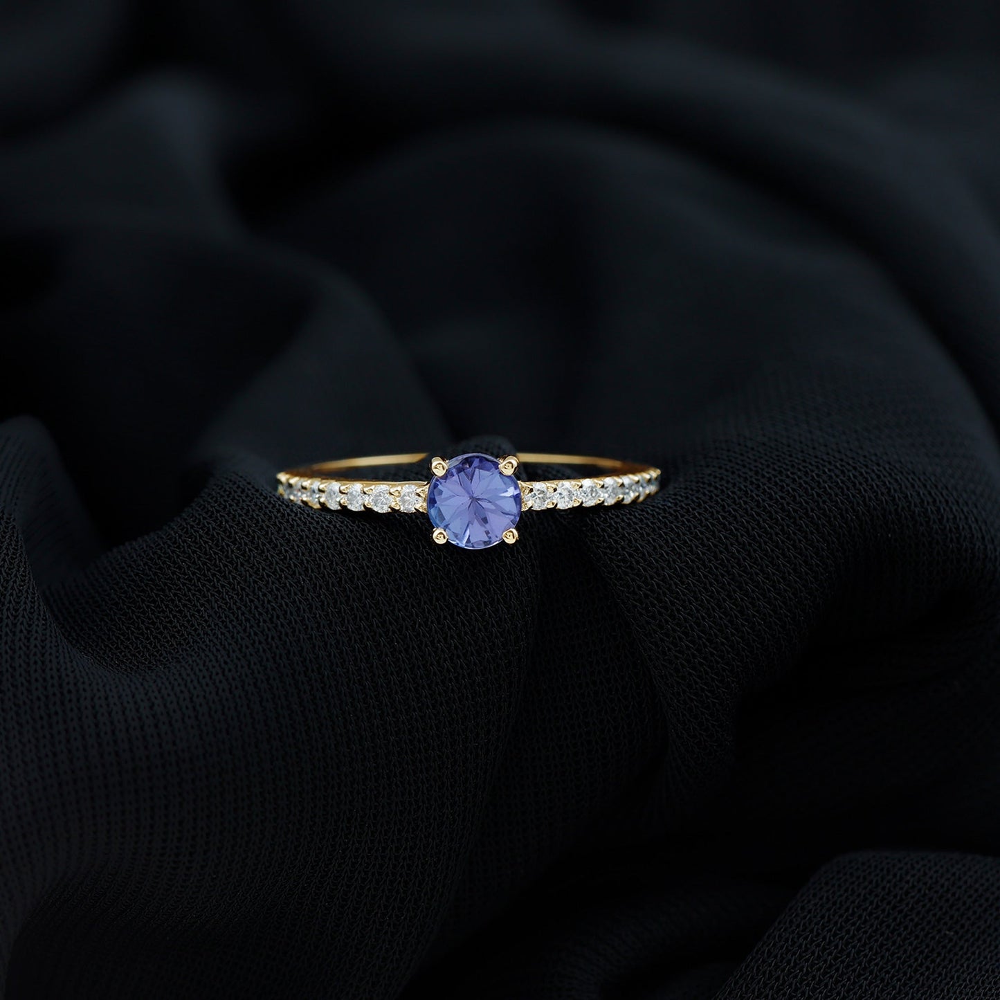 Natural Tanzanite Diamond Promise Ring for Engagement