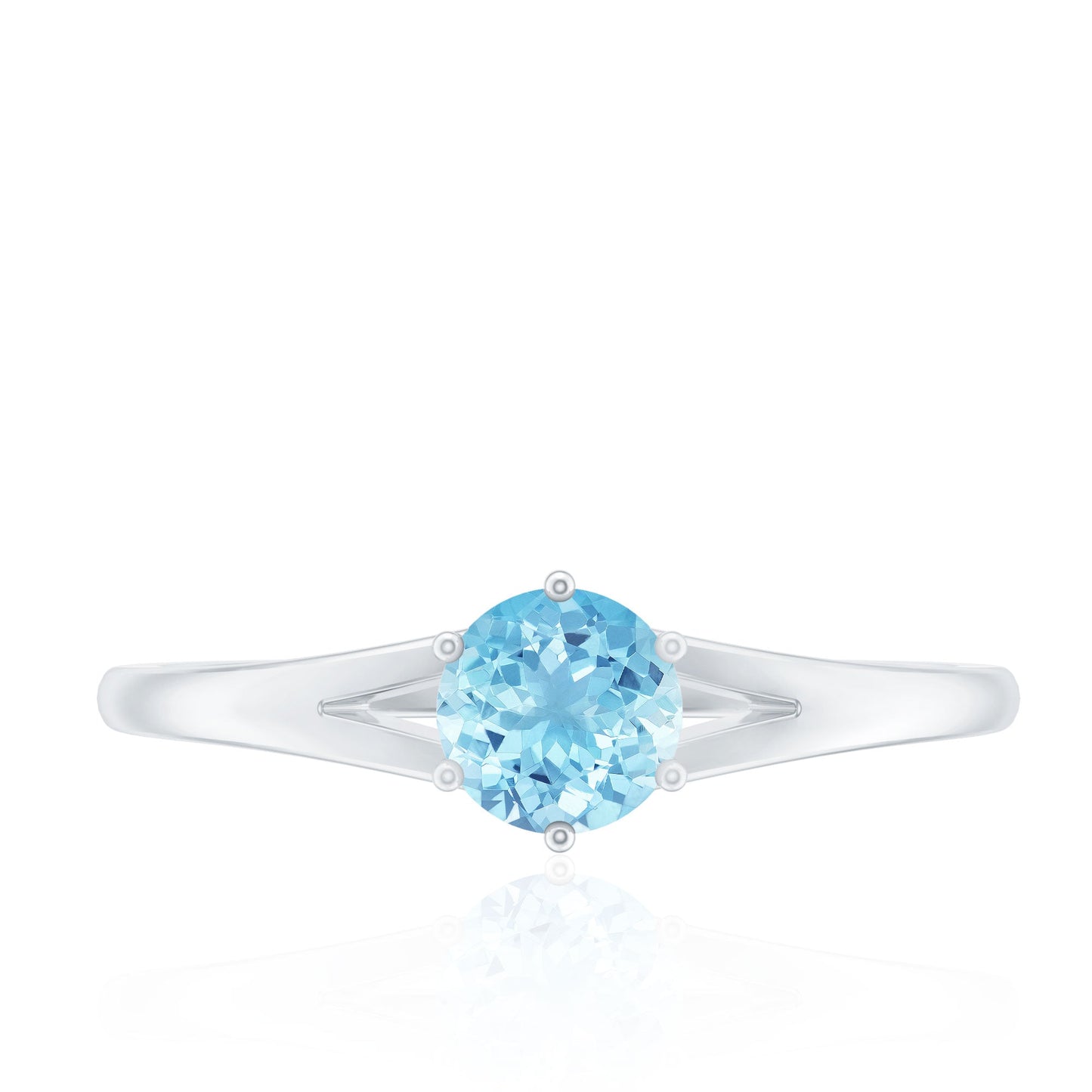 Natural Aquamarine Solitaire Promise Ring in 6 Prong Setting