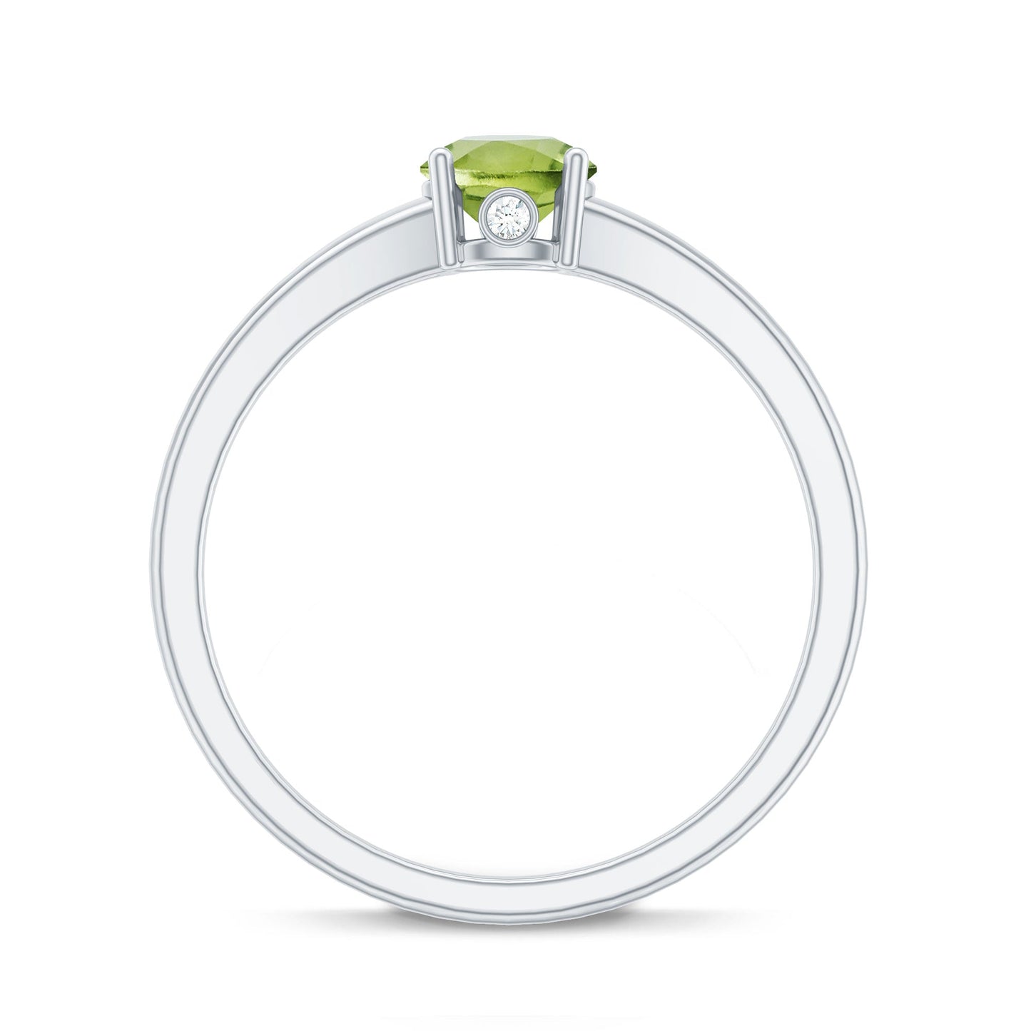 Natural Half Carat Peridot Promise Ring with Diamond