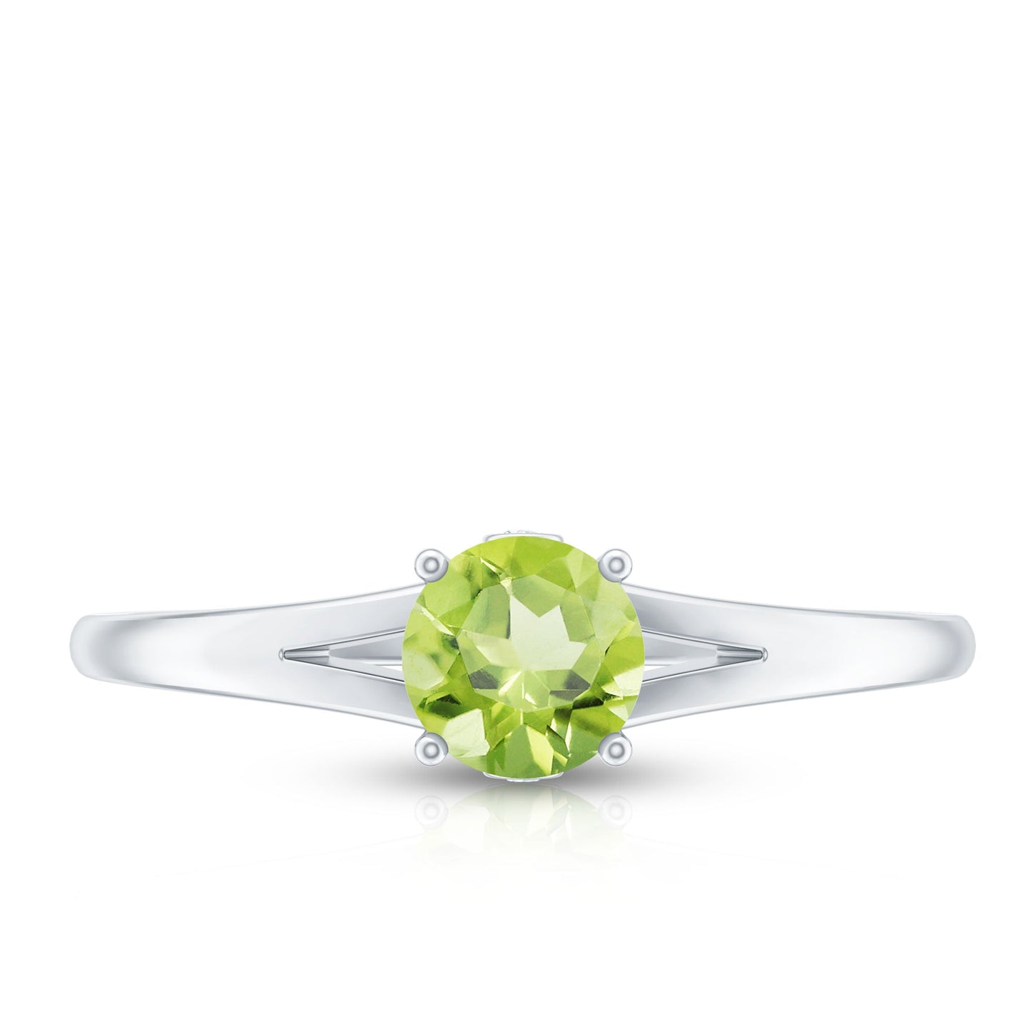 Natural Half Carat Peridot Promise Ring with Diamond