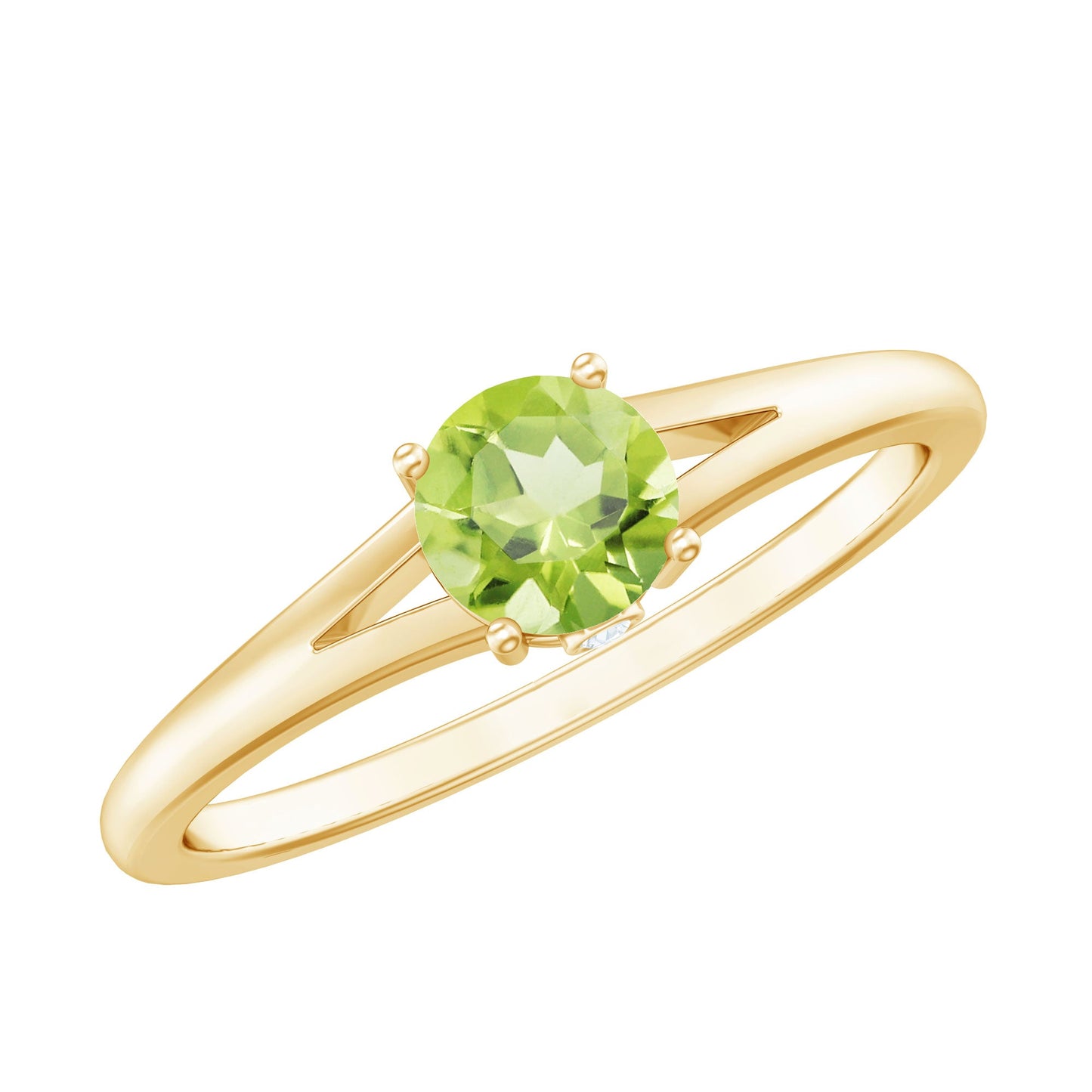 Natural Half Carat Peridot Promise Ring with Diamond