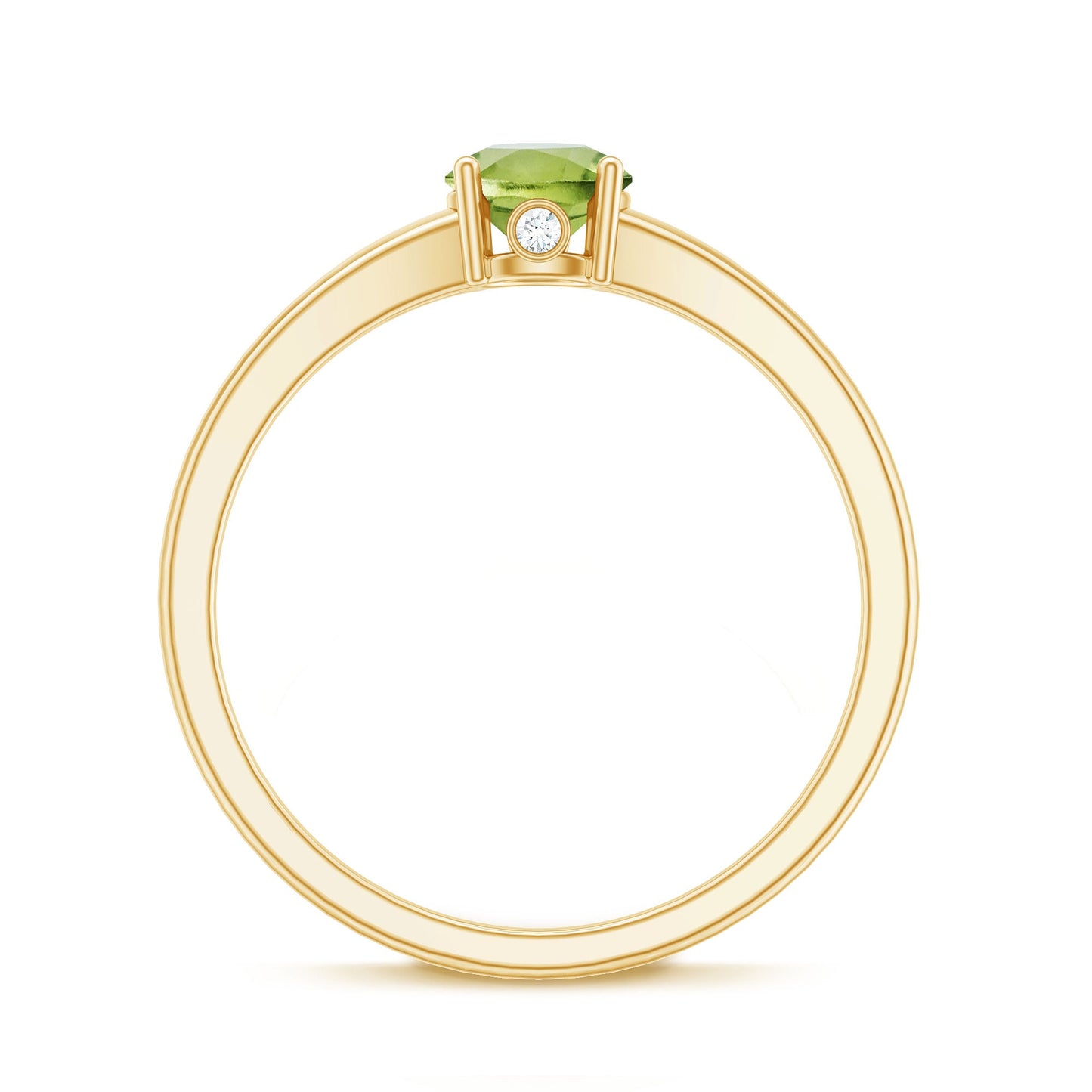 Natural Half Carat Peridot Promise Ring with Diamond