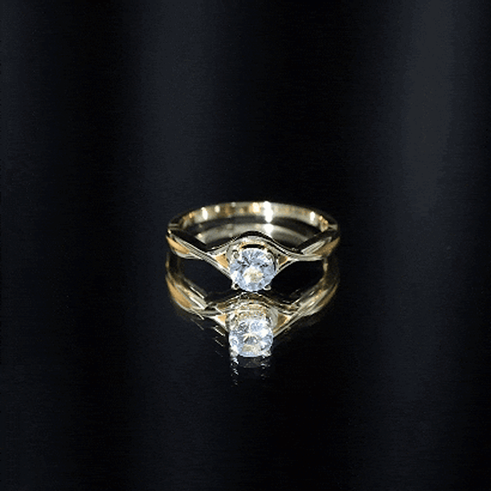 Solitaire Aquamarine Birthstone Ring with Crossover Shank
