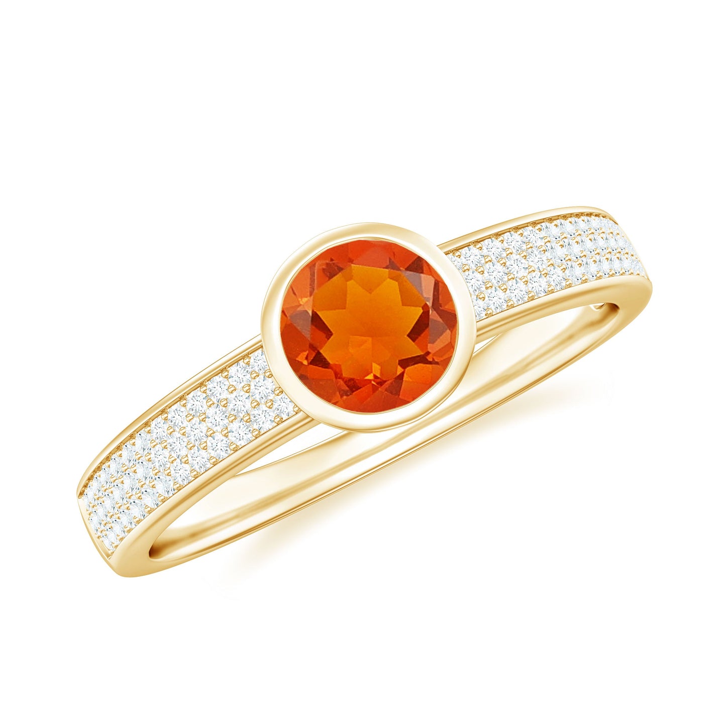 0.4 Carat Round Shape Fire Opal Engagement Ring with Diamond