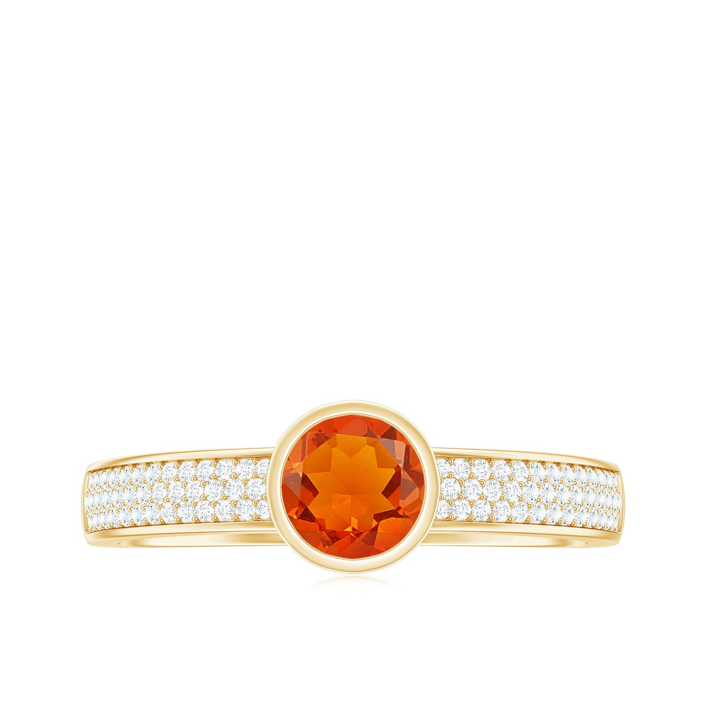 0.4 Carat Round Shape Fire Opal Engagement Ring with Diamond