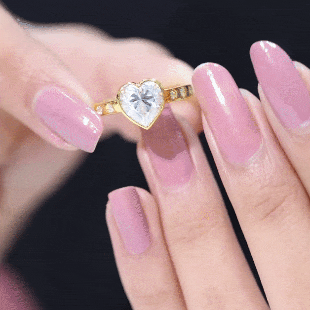 Heart Shape Moissanite Bezel Set Engagement Ring