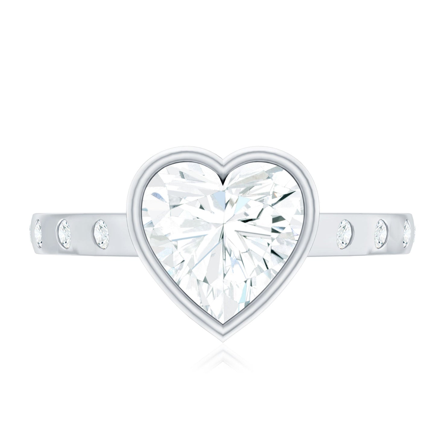 Heart Shape Moissanite Bezel Set Engagement Ring