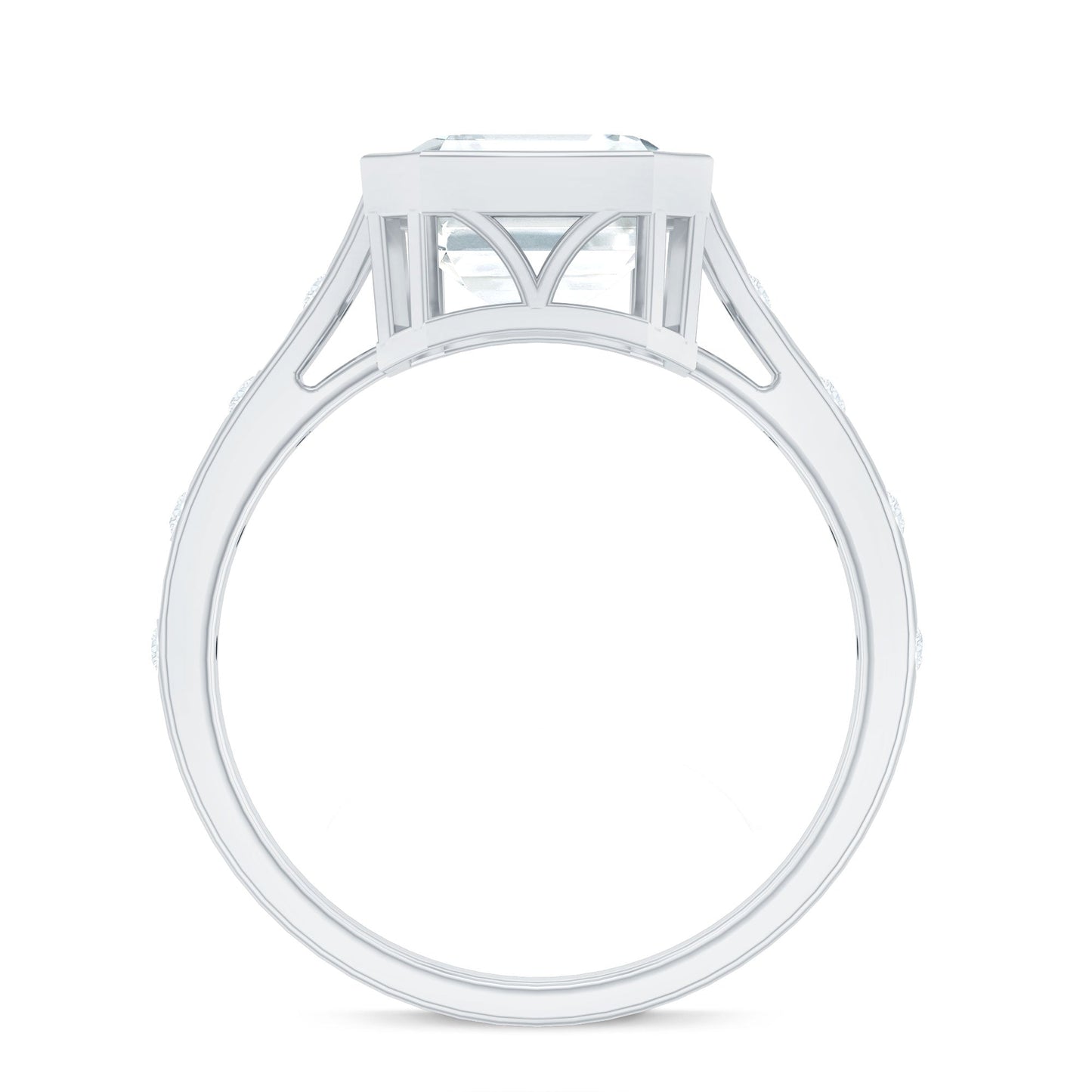 Solitaire Moissanite Asscher Cut Engagement Ring in Bezel Setting