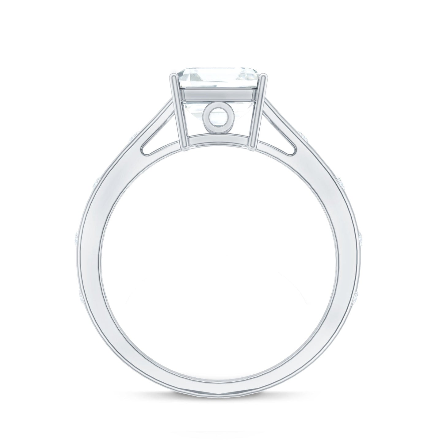 Asscher Cut Moissanite Solitaire Engagement Ring with Certificate