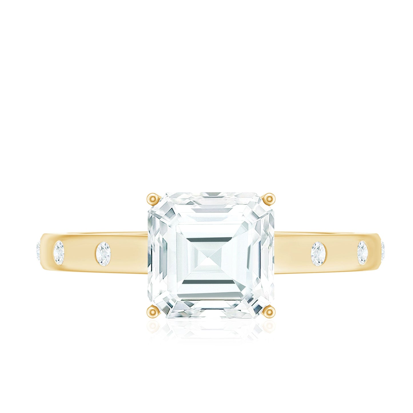 Asscher Cut Moissanite Solitaire Engagement Ring with Certificate