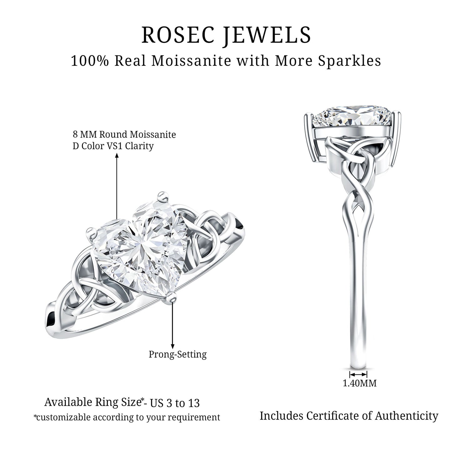 Heart Shaped Moissanite Celtic Engagement Ring