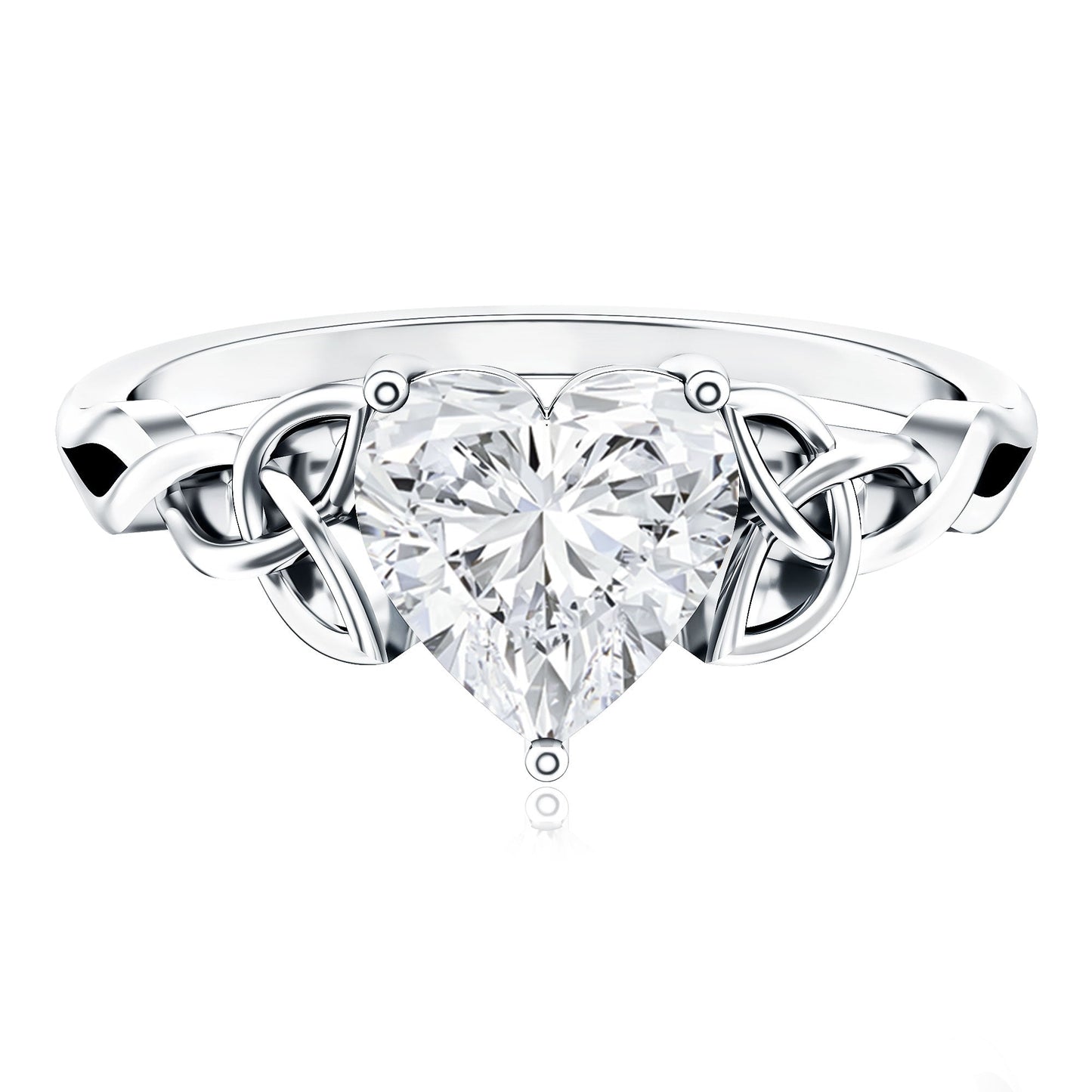 Heart Shaped Moissanite Celtic Engagement Ring