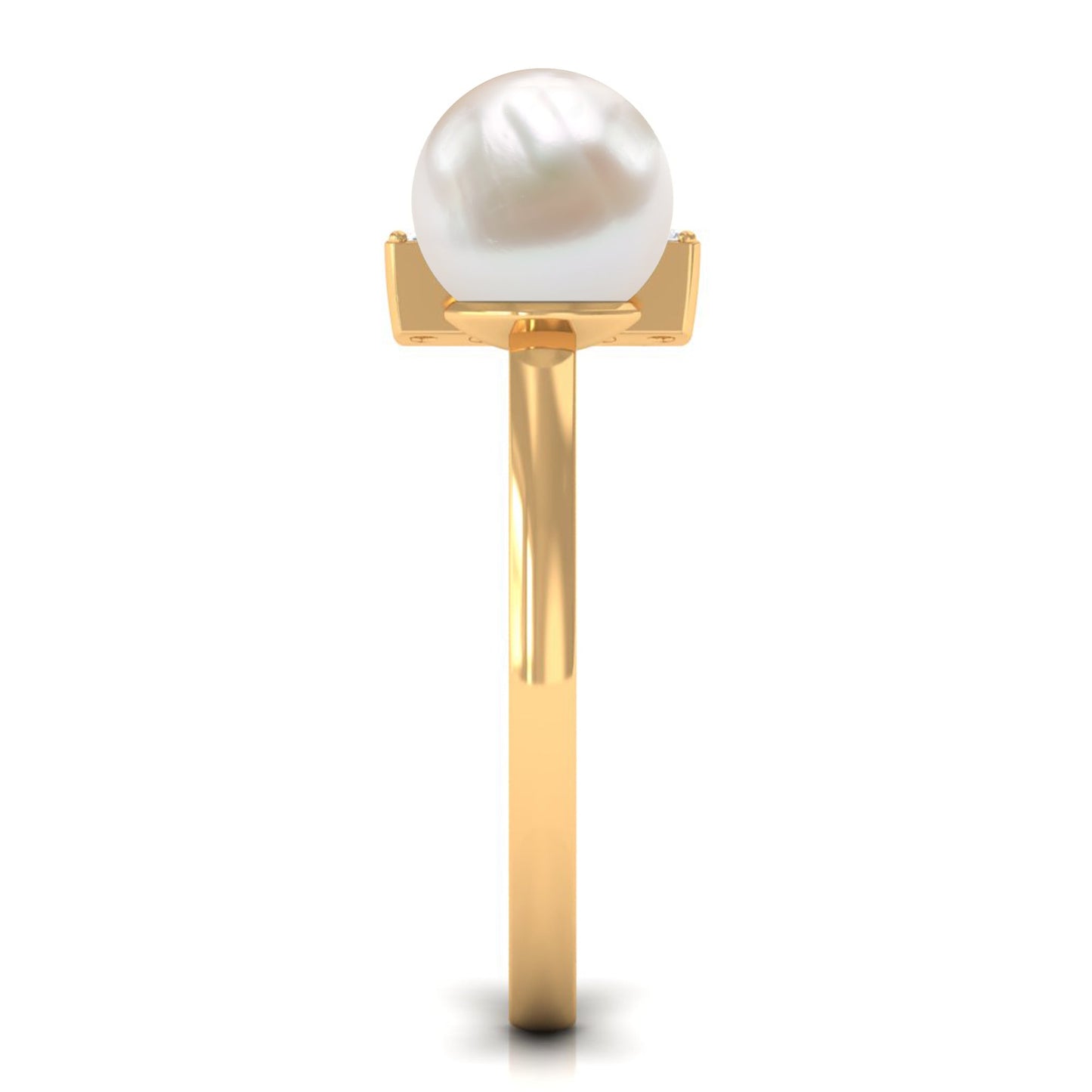 Cultured 3 Carat Freshwater Pearl Cuff Ring with Diamond