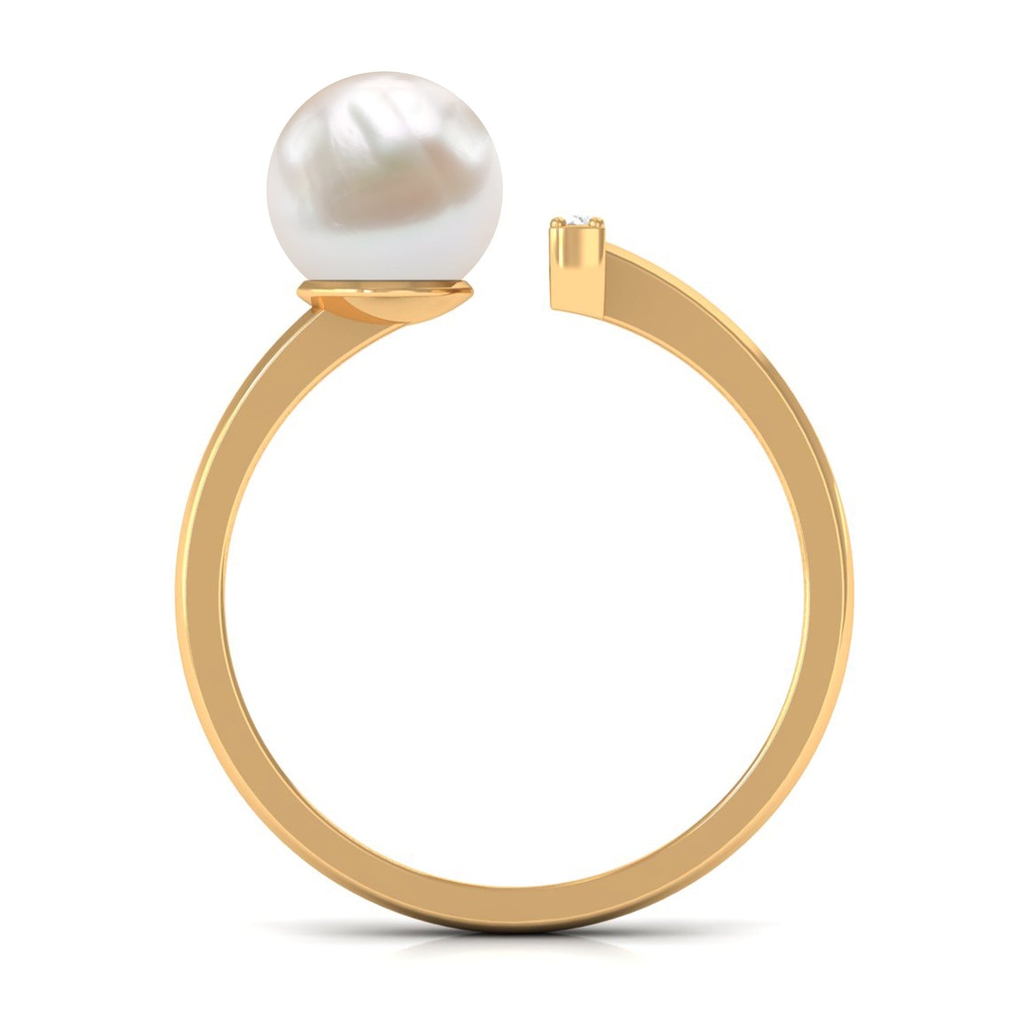 Cultured 3 Carat Freshwater Pearl Cuff Ring with Diamond
