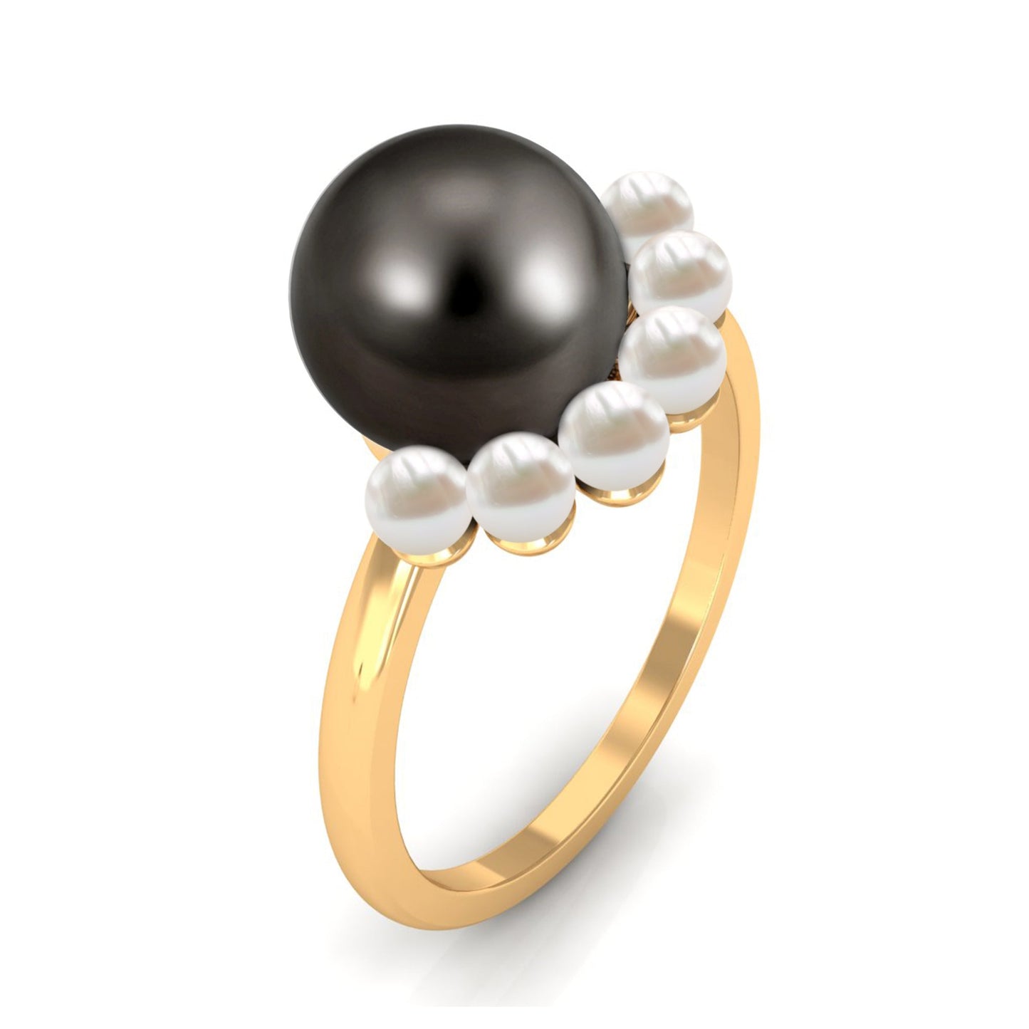 Designer 7.5 Carat Black and White Pearl Half Halo Engagement Ring